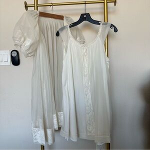 Vintage 50s Miss Elaine Cream Lace Chemise Set